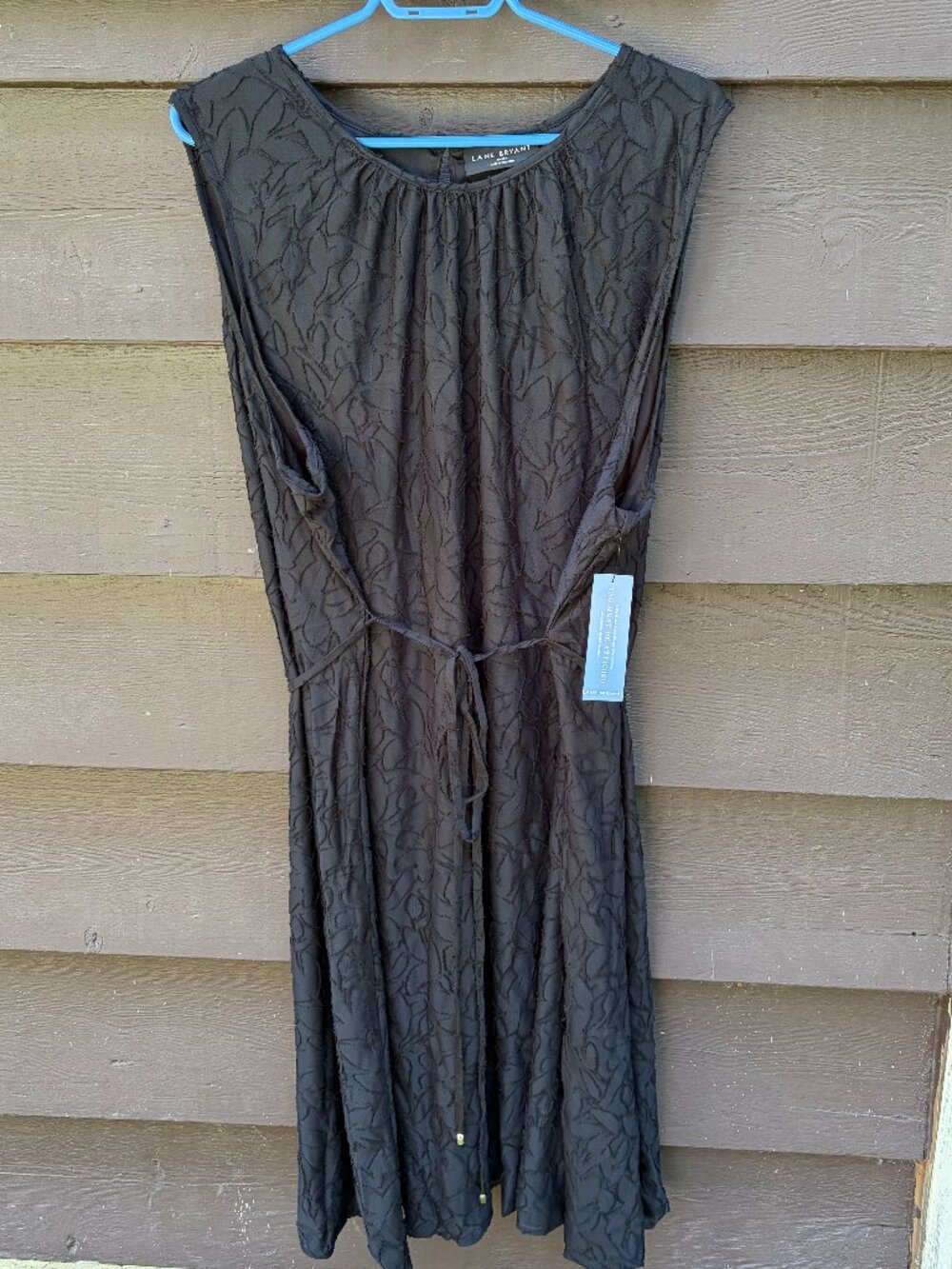Lane Bryant Black Textured Midi Dress | NWT | Size 26/28 | Sleeveless Tie Waist